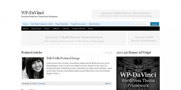 Премиум шаблон WordPress от Solostream: WP-DaVinci