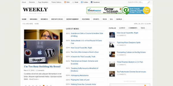 Новостной портал шаблон WordPress от ThemeJunkie: Weekly v1.0.5