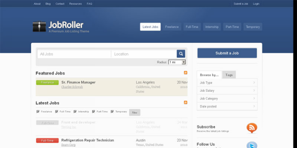 Шаблон доска вакансий (объявлений) WordPress от AppThemes: JobRoller