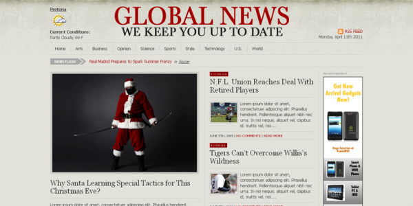Шаблон WordPress новостной тематики от InstantShift: Global News
