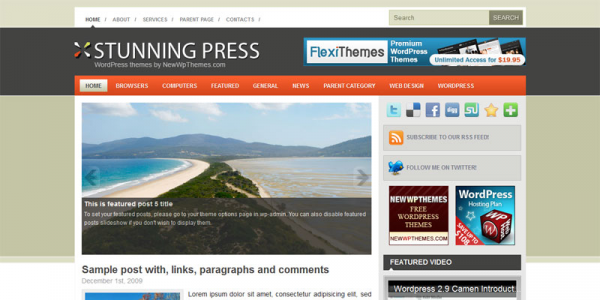 Тема wordpress про туризм от NewWpThemes: StunningPress
