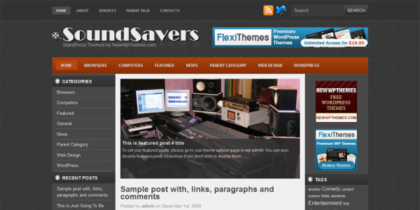 Музыкальный шаблон WordPress от NewWpThemes: Soundsavers