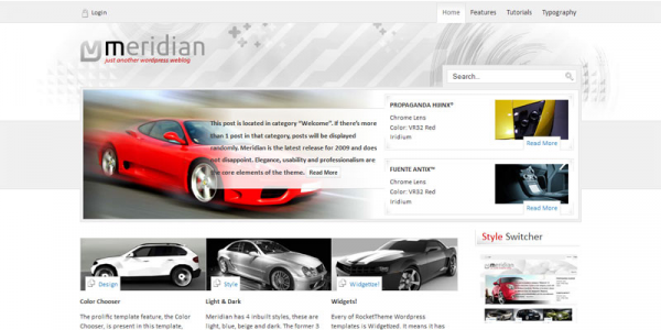Премиум автомобильная тема WordPress от RocketTheme: Meridian