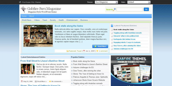 Премиум новостная тема WordPress от Gabfire: Suvi Magazine