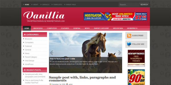 Розовый новостной шаблон wordpress: Vanillia