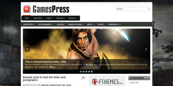 Игровая тема wordpress: GamesPress